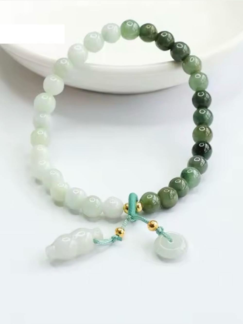 Genuine Jadeite Two-Color Burmese Jade 4mm Bead Bracelet